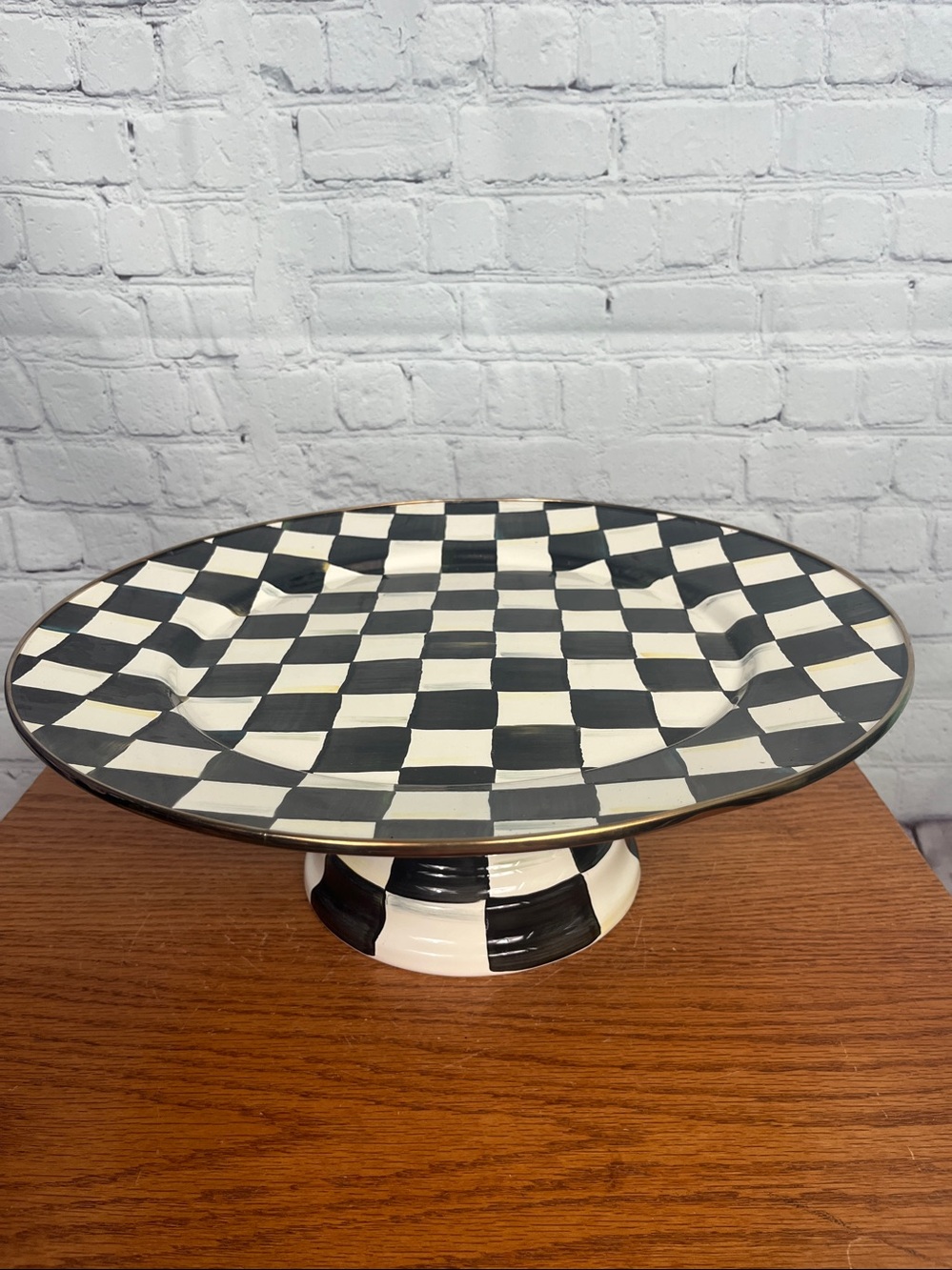 Mackenzie-Childs Pedestal Platter - Large 16” diameter.